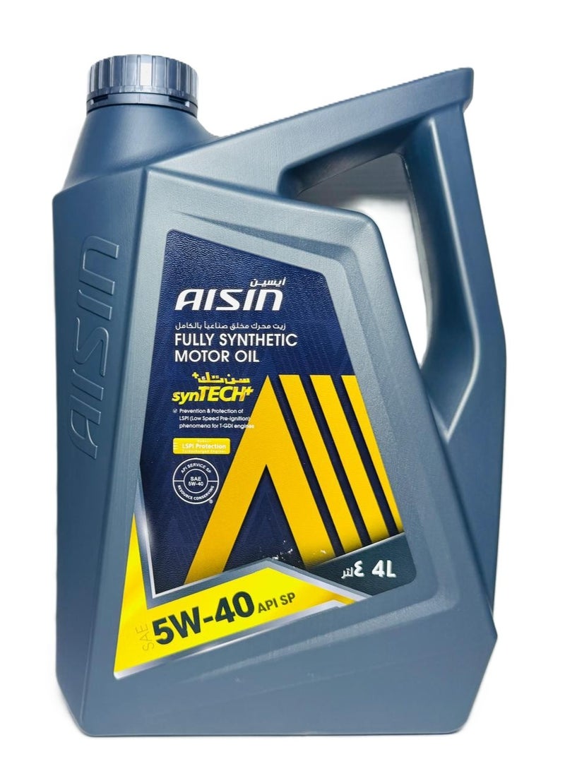 AISIN 5W-40 Fully Synthetic synTECH+ SP Engine Oil 4Ltr - Image 1